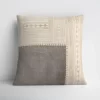 Gray/Cream Triss Embroidered Cotton Throw Pillow