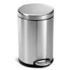 Brushed Stainless Steel simplehuman 4.5 Liter / 1.2 Gallon Round Bathroom Step Trash Can